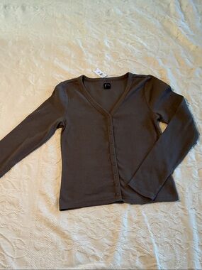 GAP Brown V-Neck Button Cardigan
